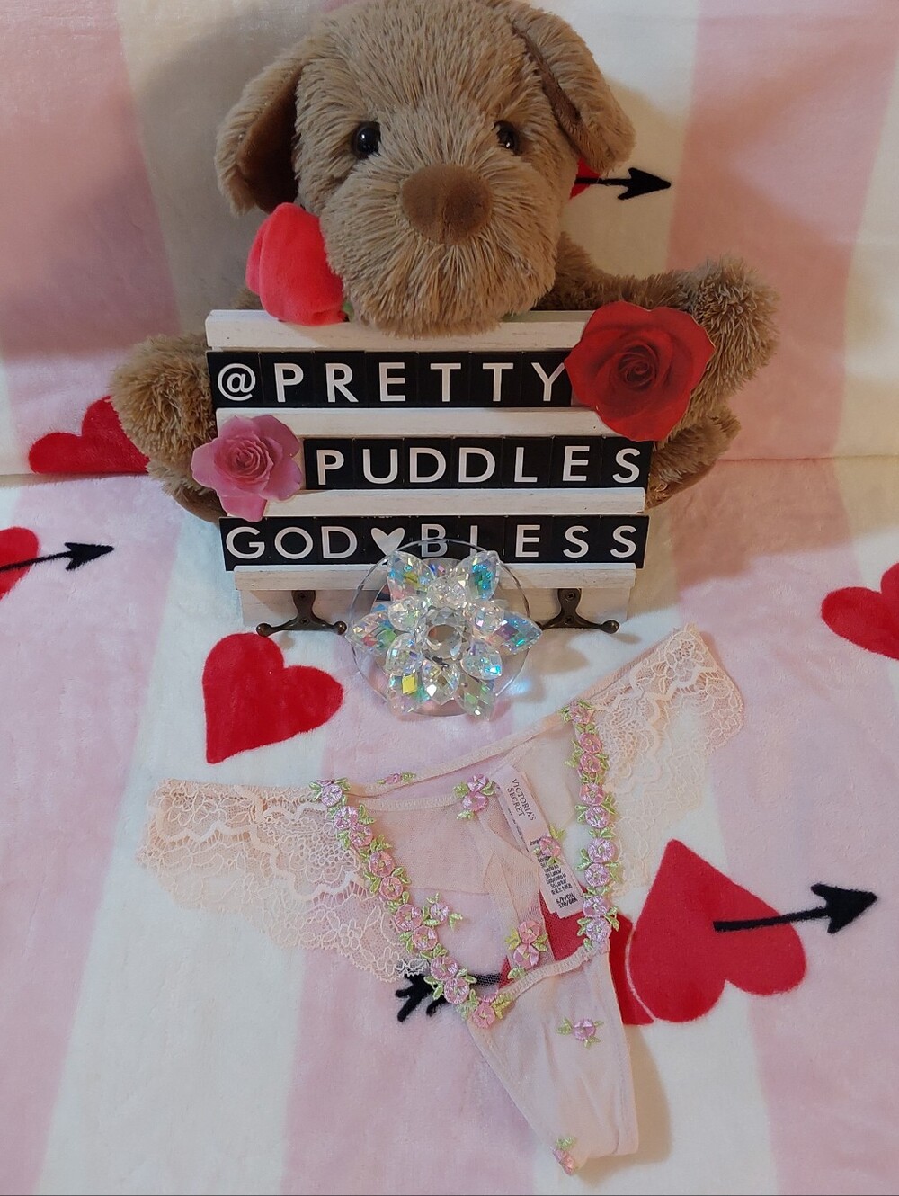 💐 S 💕 VS Dream Angels Rosebud Embroidery Thong Panty 💐